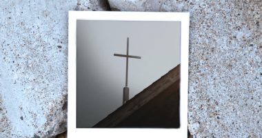 Polaroid Of Cross On Concrete