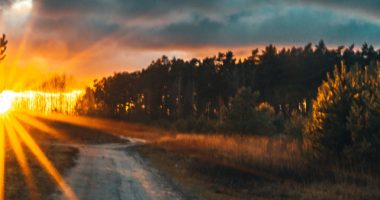 Ray Of Sunlight On Dark Cloudy Day